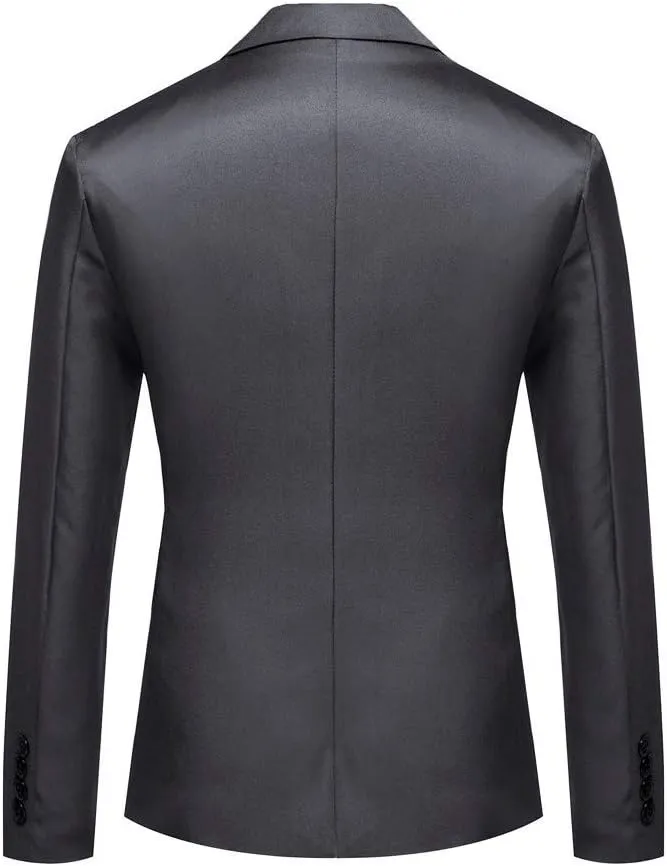 Men's Slim Fit Suit One Button Matching Blazer Casual Business Party Jacket Vest Set Prom Wedding Sports Pockets Coat