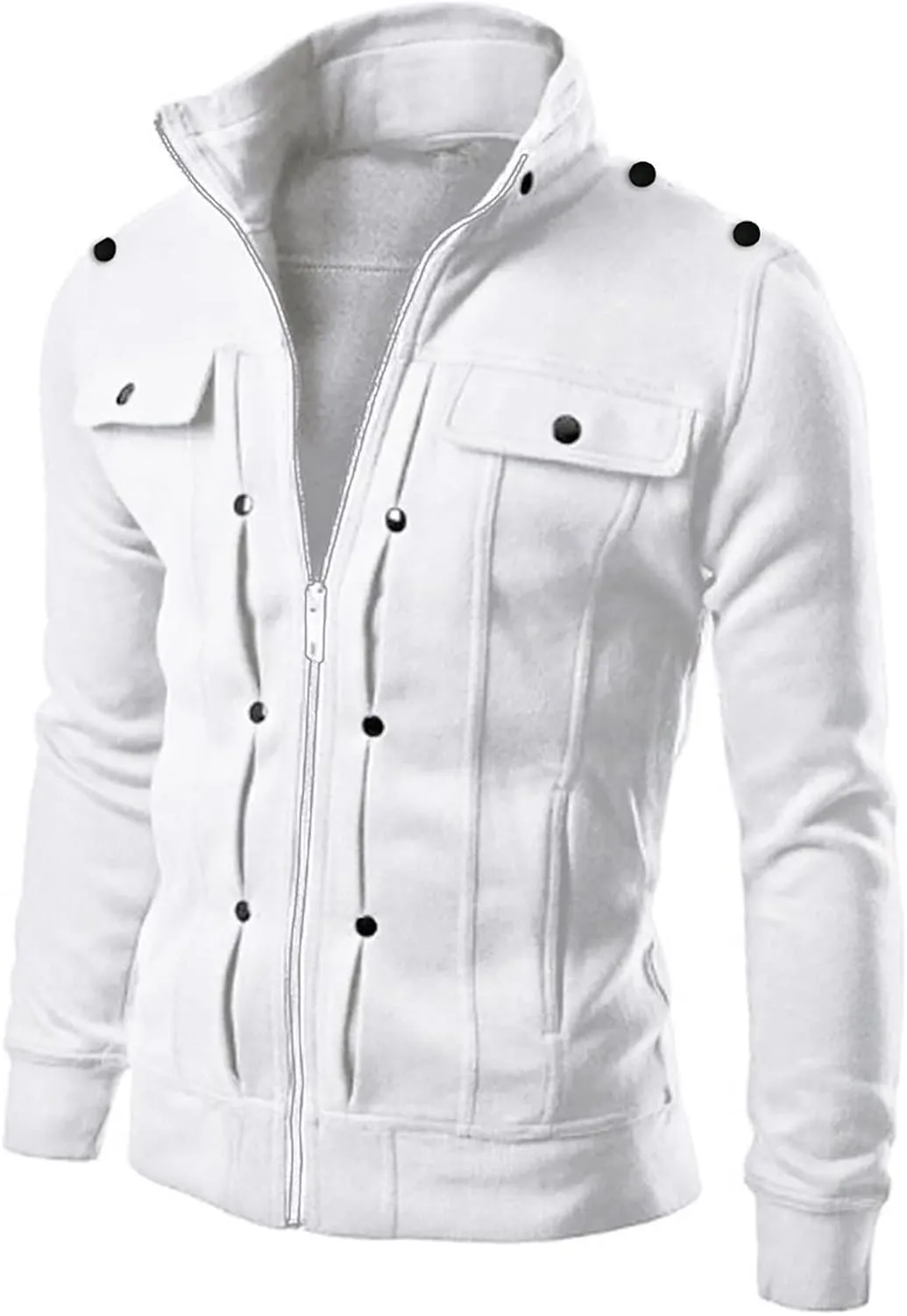 Mens Slim Fit Varsity Jackets Stand Collar Zip Up Lightweight Windbreaker Casual Active Bomber Jackets Vintage Coats