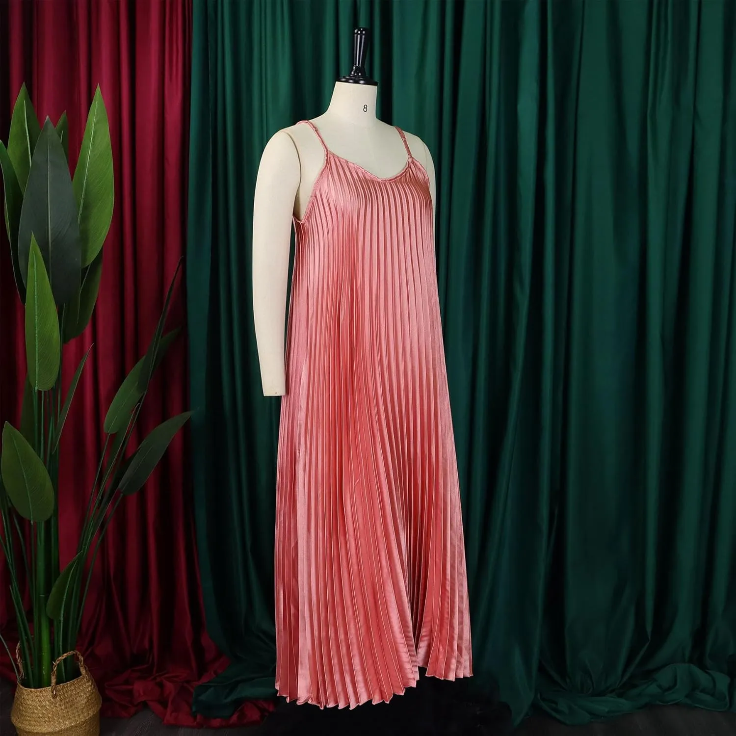 nichangyuyi Summer New Camisole Pleated Sexy and Fashionable a-line Skirt Long Dress