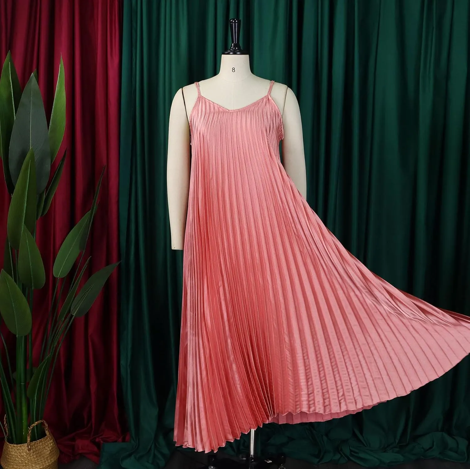 nichangyuyi Summer New Camisole Pleated Sexy and Fashionable a-line Skirt Long Dress