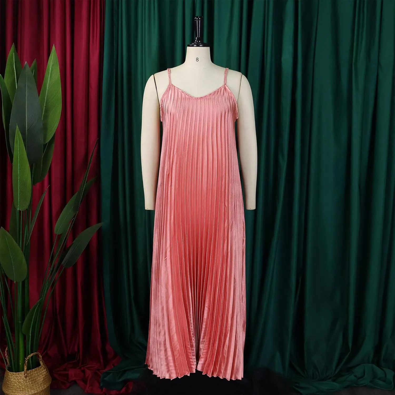 nichangyuyi Summer New Camisole Pleated Sexy and Fashionable a-line Skirt Long Dress
