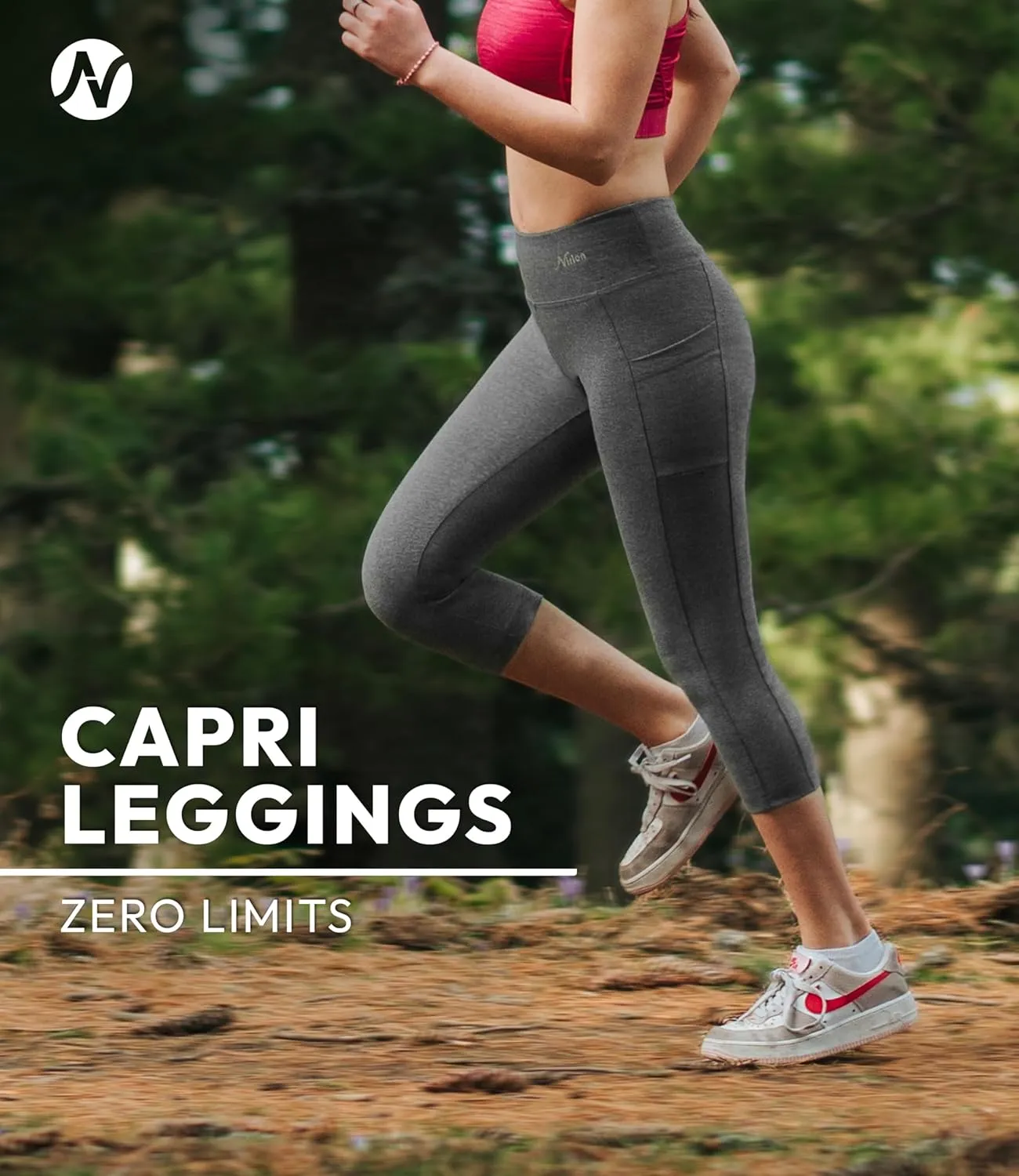 Nirlon Capri Leggings with Pockets - Capri Leggings with Pockets for Women Breathable High Waisted Capri Leggings for Women