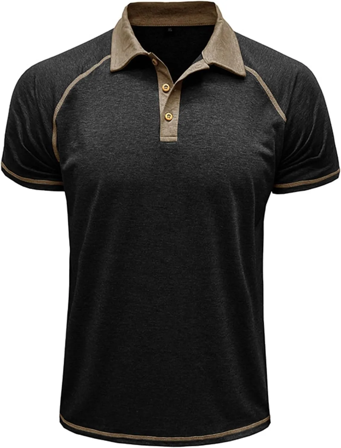 Polo Shirts for Men Short Sleeve Casual Vintage Collared Button Basic Golf Raglan Tee T-Shirts