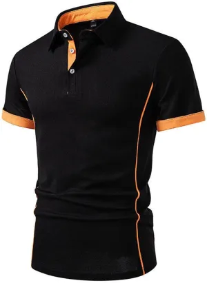 Polo Shirts for Men Slim Fit Patchwork Short Sleeve Tshirts Casual Button Down Work Tops Lightweight Summer Clothes