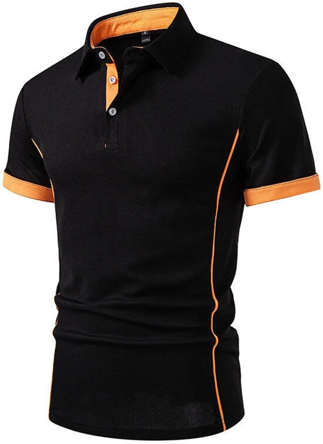 Polo Shirts for Men Slim Fit Patchwork Short Sleeve Tshirts Casual Button Down Work Tops Lightweight Summer Clothes
