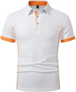 Polo Shirts for Men Slim Fit Patchwork Short Sleeve Tshirts Casual Button Down Work Tops Lightweight Summer Clothes