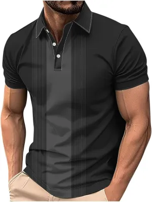 Polos Shirts for Men Vintage Striped Golf Bowling Casual Polos Tee Pullover Men Outdoor Athletic T-Shirts Plus Size