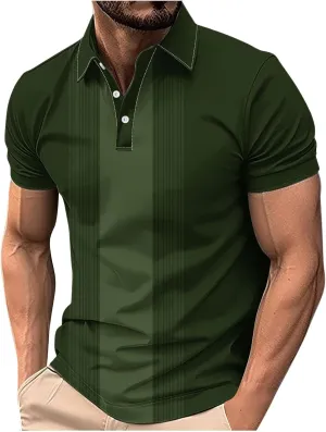 Polos Shirts for Men Vintage Striped Golf Bowling Casual Polos Tee Pullover Men Outdoor Athletic T-Shirts Plus Size
