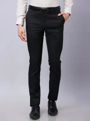 Raymond Men Black Structure Slim Fit Polyester Blend Trousers