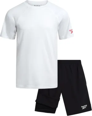 Reebok Boys Athletic Shorts Set - 2 Piece Summer Clothes Outfit with Graphic Tee and Gym Shorts with Inner Compression Lining
