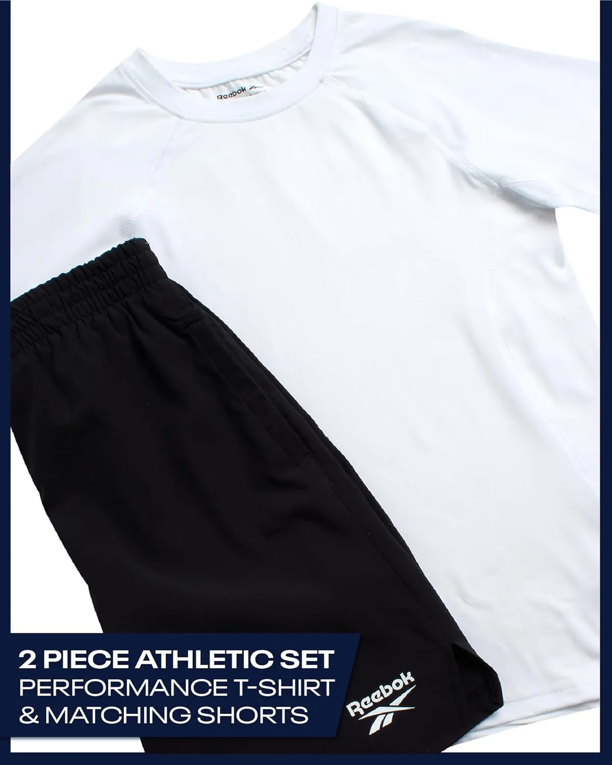 Reebok Boys Athletic Shorts Set - 2 Piece Summer Clothes Outfit with Graphic Tee and Gym Shorts with Inner Compression Lining