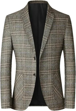 Spring Autumn Blazers Men Slim Fit British Plaid Formal Suit Jacket Party Wedding Business Casual Blazers Male