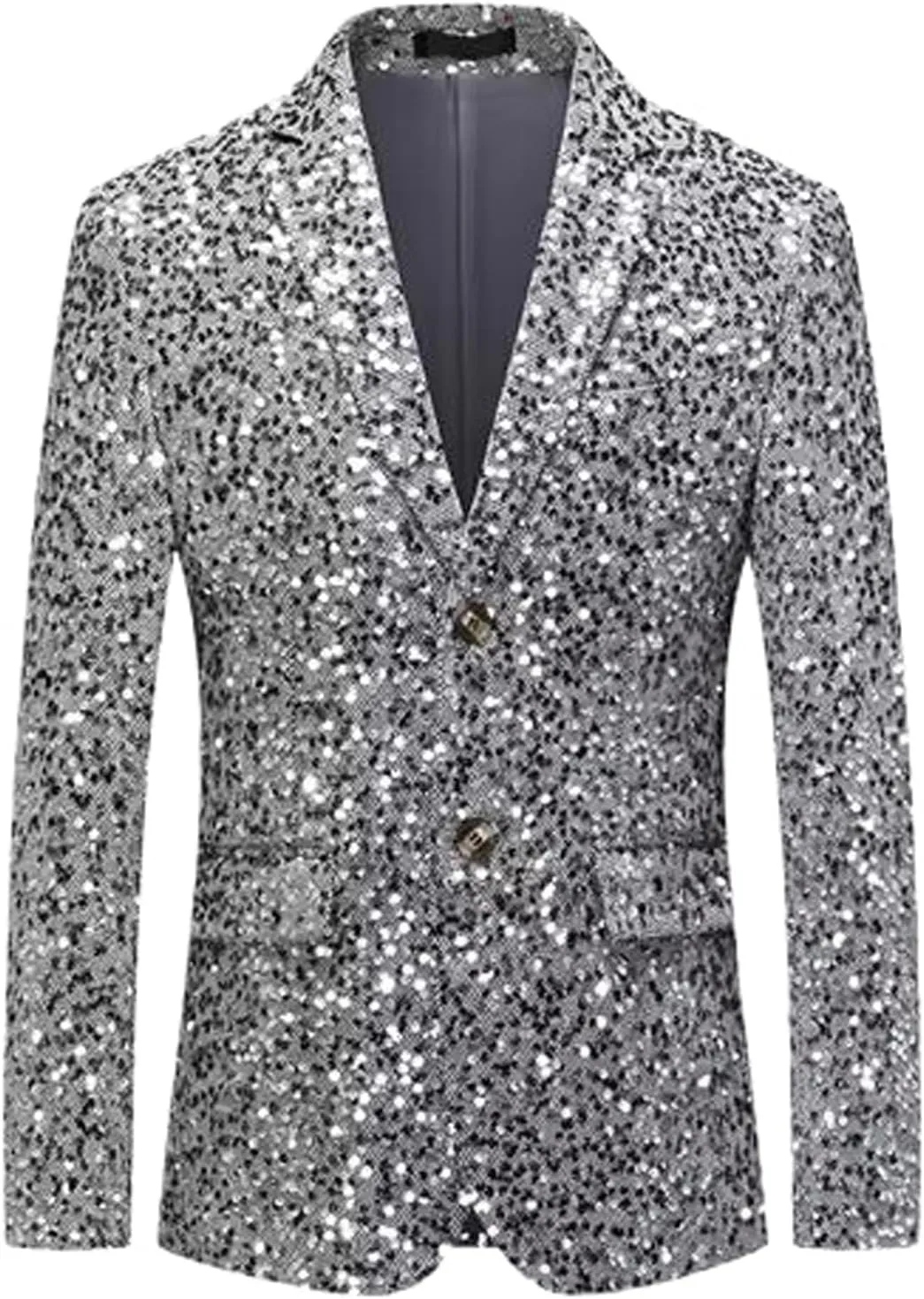 Spring Autumn Men Sequin Suit Jacket Gold Silver Business Single Row Coat Men's Slim Fit Prom Party Dress Blazer
