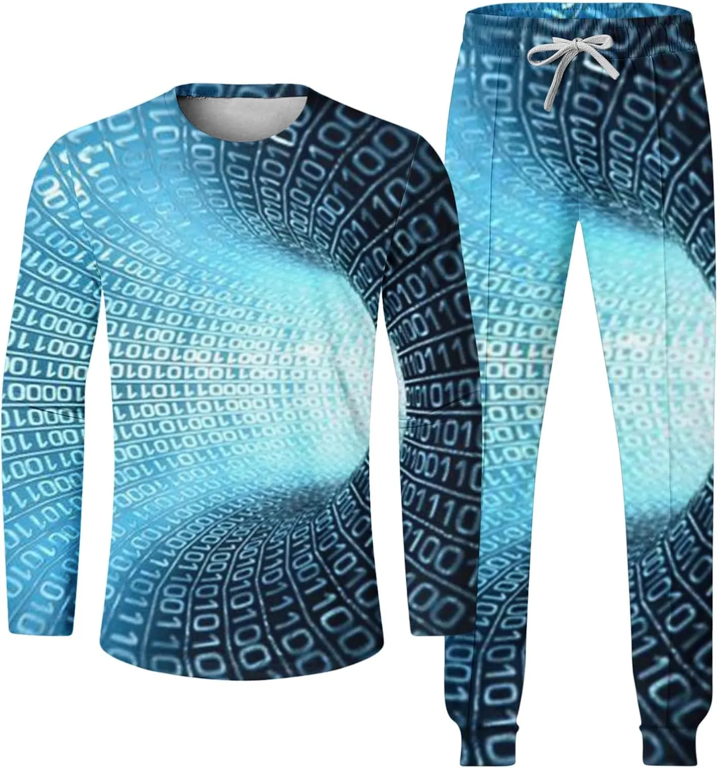 Sweat Suits for Men Set 2 Piece Fashion 3D Print Sport Tracksuit Set Long Sleeve Crewneck Sweatshirt and Pant Set