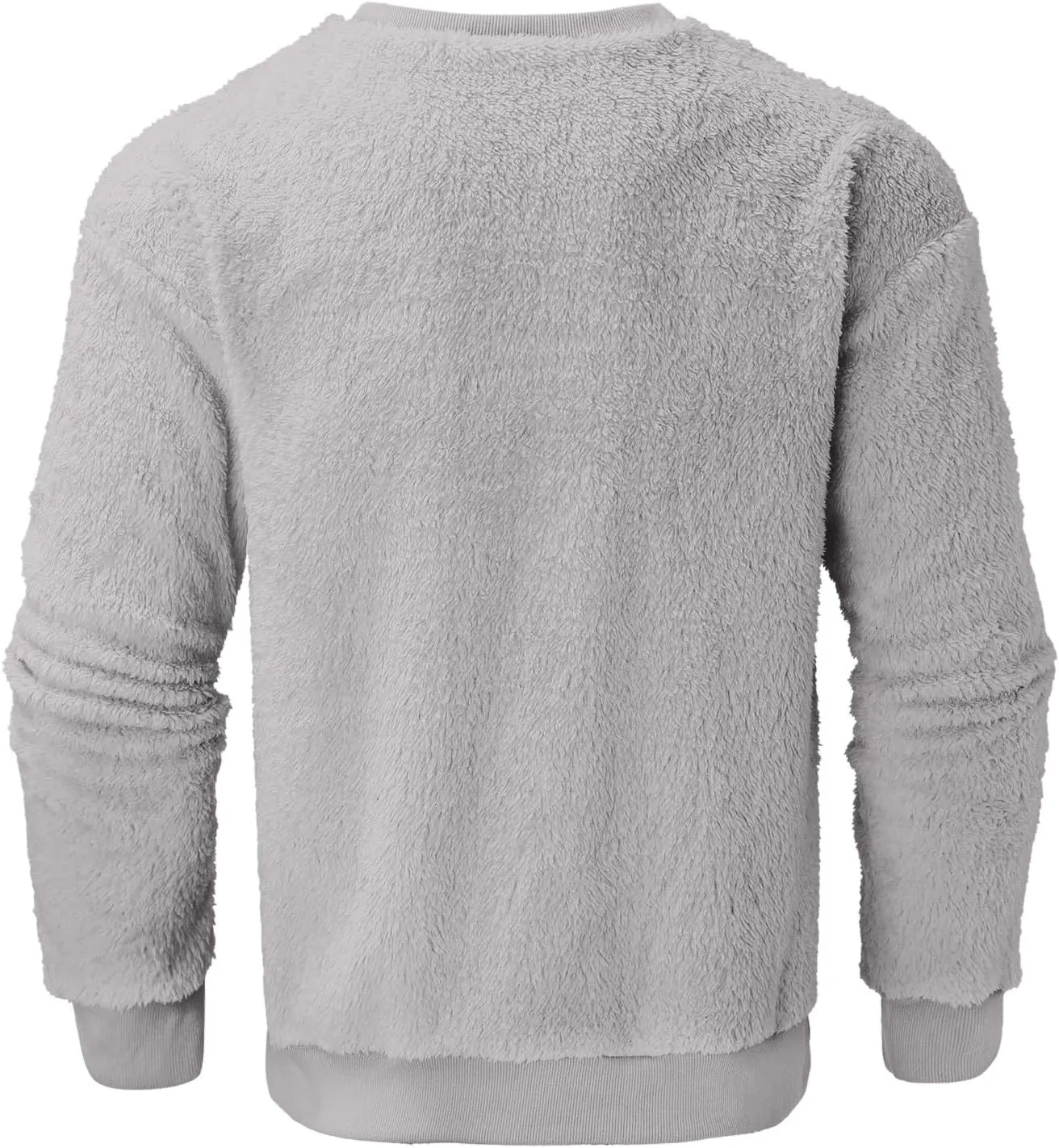 Sweatshirts for Men Long Sleeve Crew Neck Solid Color Casual Basic Warmth Pullover Soft Fall Winter Fleece Trendy Sweater Top
