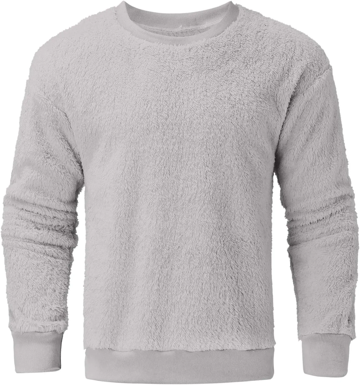 Sweatshirts for Men Long Sleeve Crew Neck Solid Color Casual Basic Warmth Pullover Soft Fall Winter Fleece Trendy Sweater Top