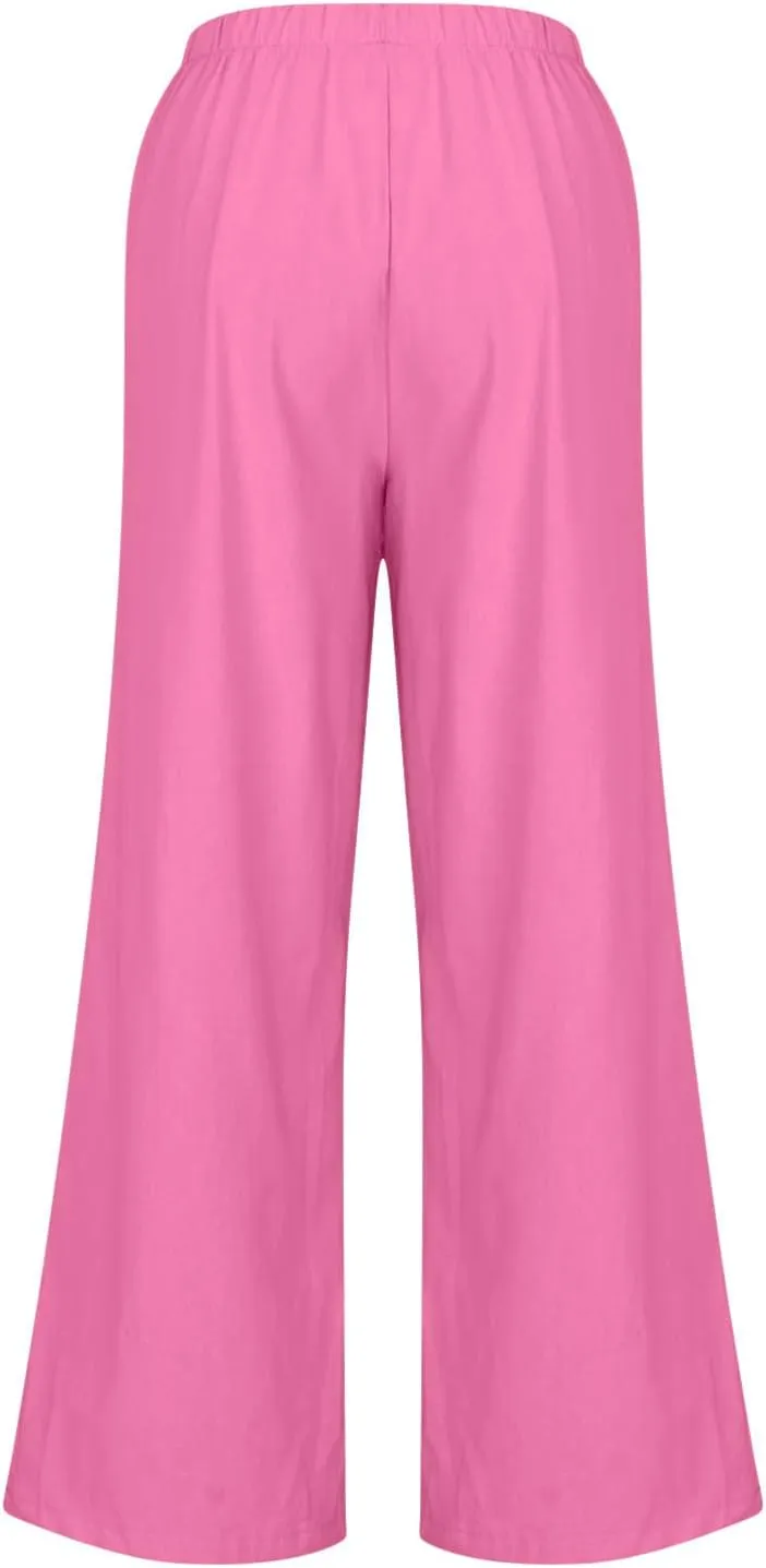 TARIENDY Womens Pants Wide Leg Dressy Casual Womens high Waisted Pants Elastic Drawstring Trousers Beach Casual Outfits