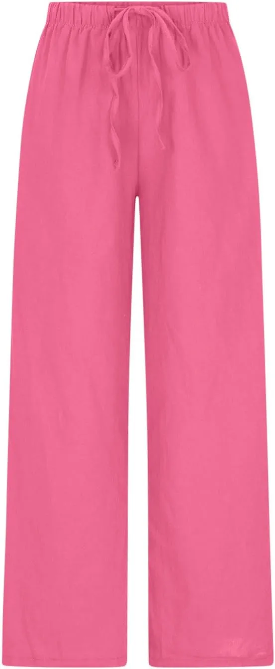TARIENDY Womens Pants Wide Leg Dressy Casual Womens high Waisted Pants Elastic Drawstring Trousers Beach Casual Outfits