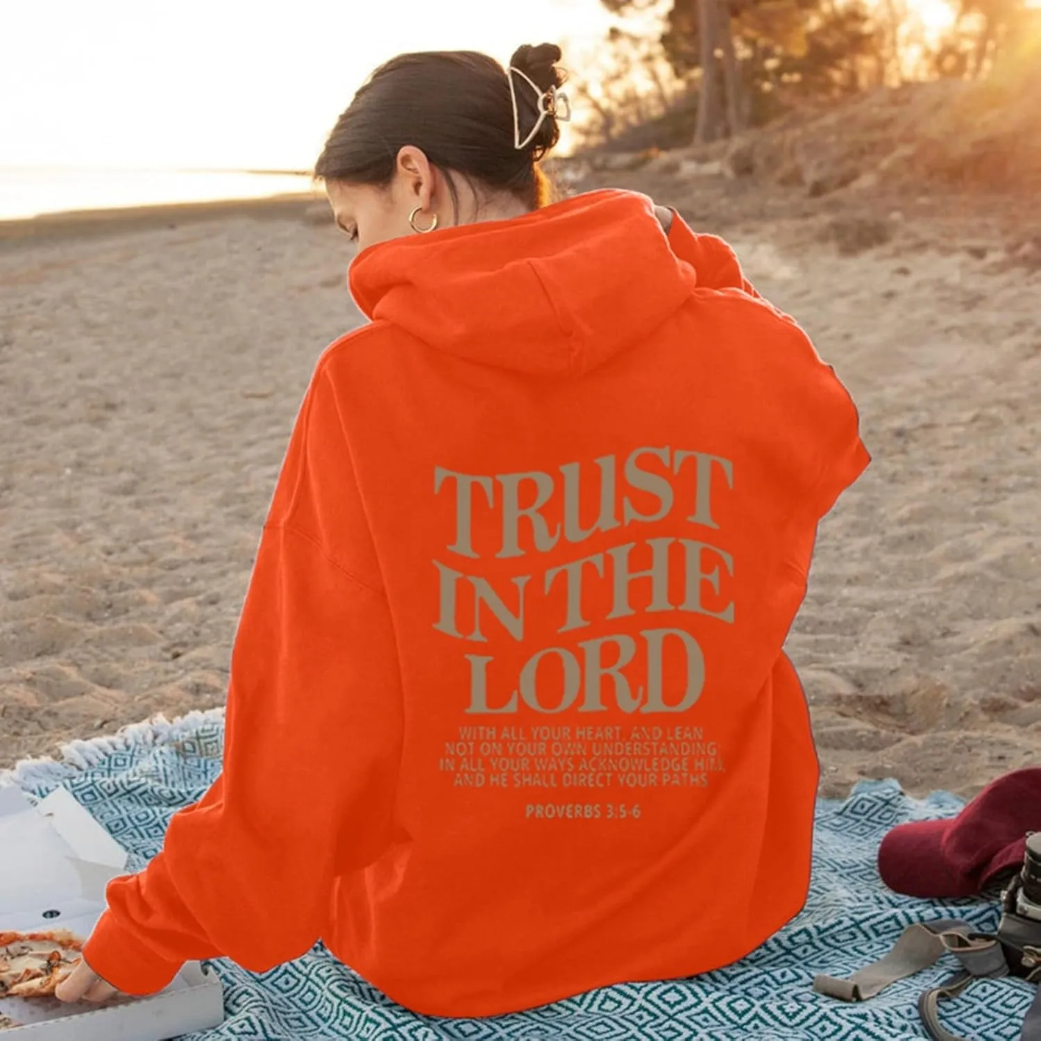 Trust in The Lord Christian Hoodies for Women Men Oversized Christian Hoodie for Teen Girl Casual Graphic Pullover Tops