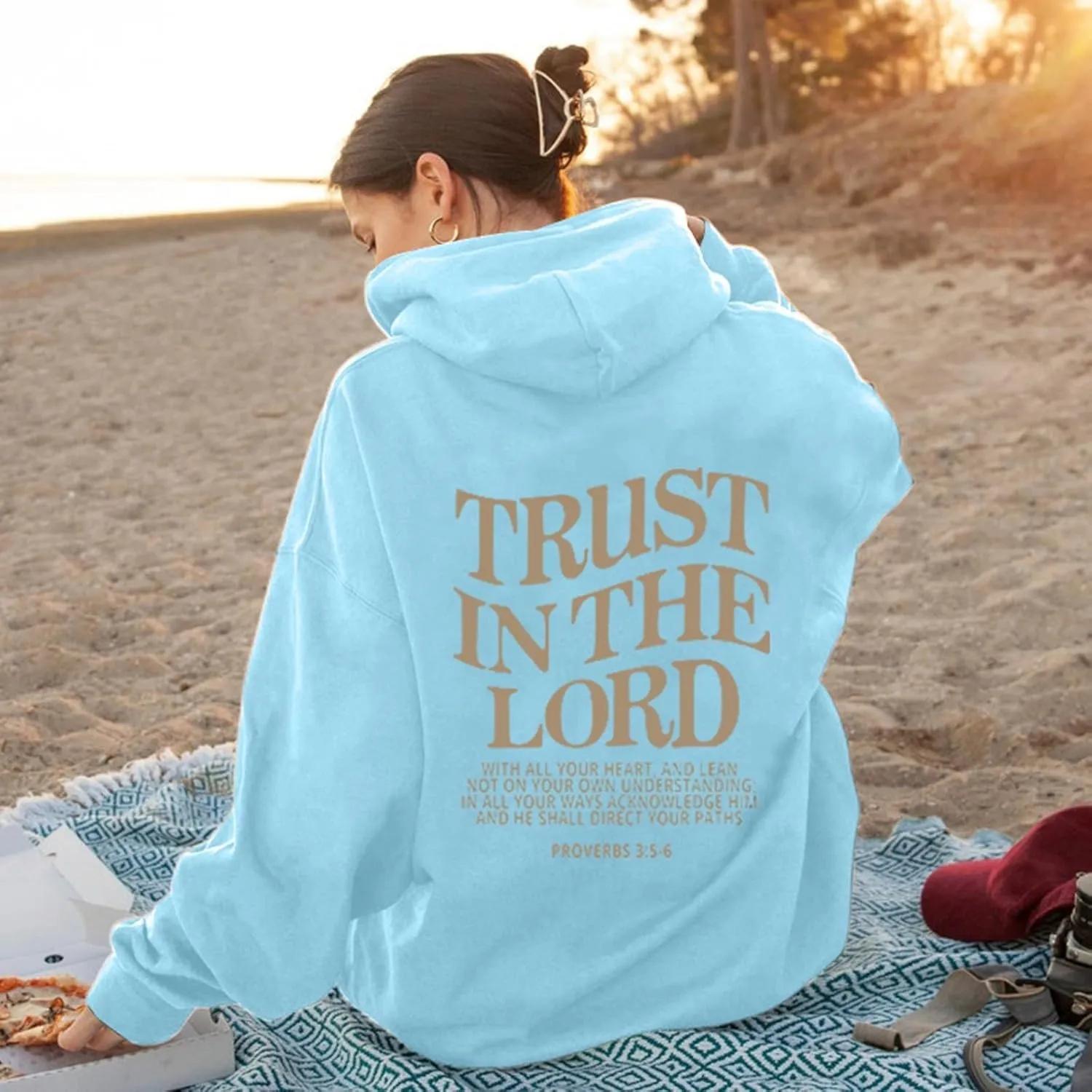 Trust in The Lord Christian Hoodies for Women Men Oversized Christian Hoodie for Teen Girl Casual Graphic Pullover Tops