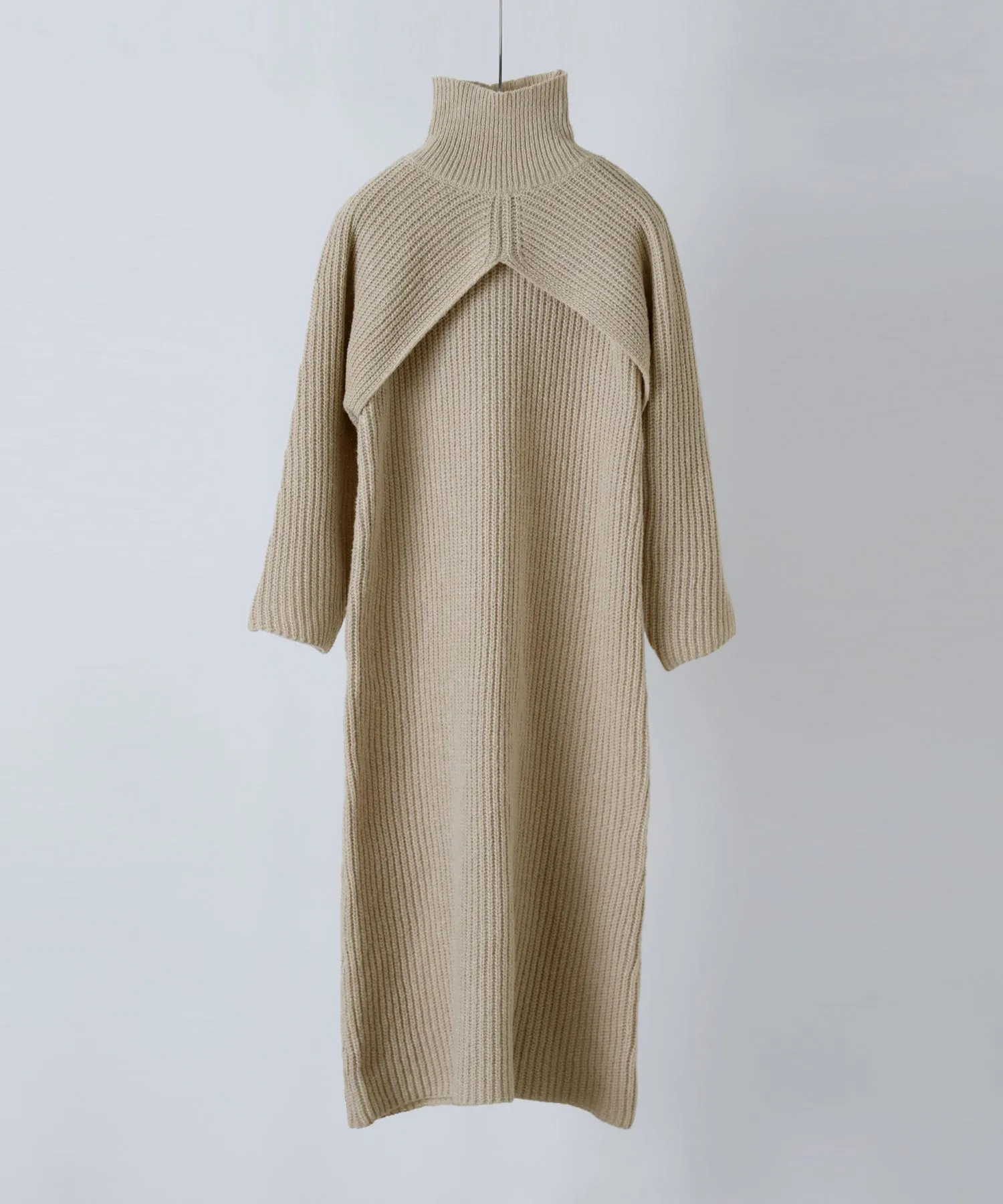 Turtleneck bolero knit & Sleeveless knit one-piece