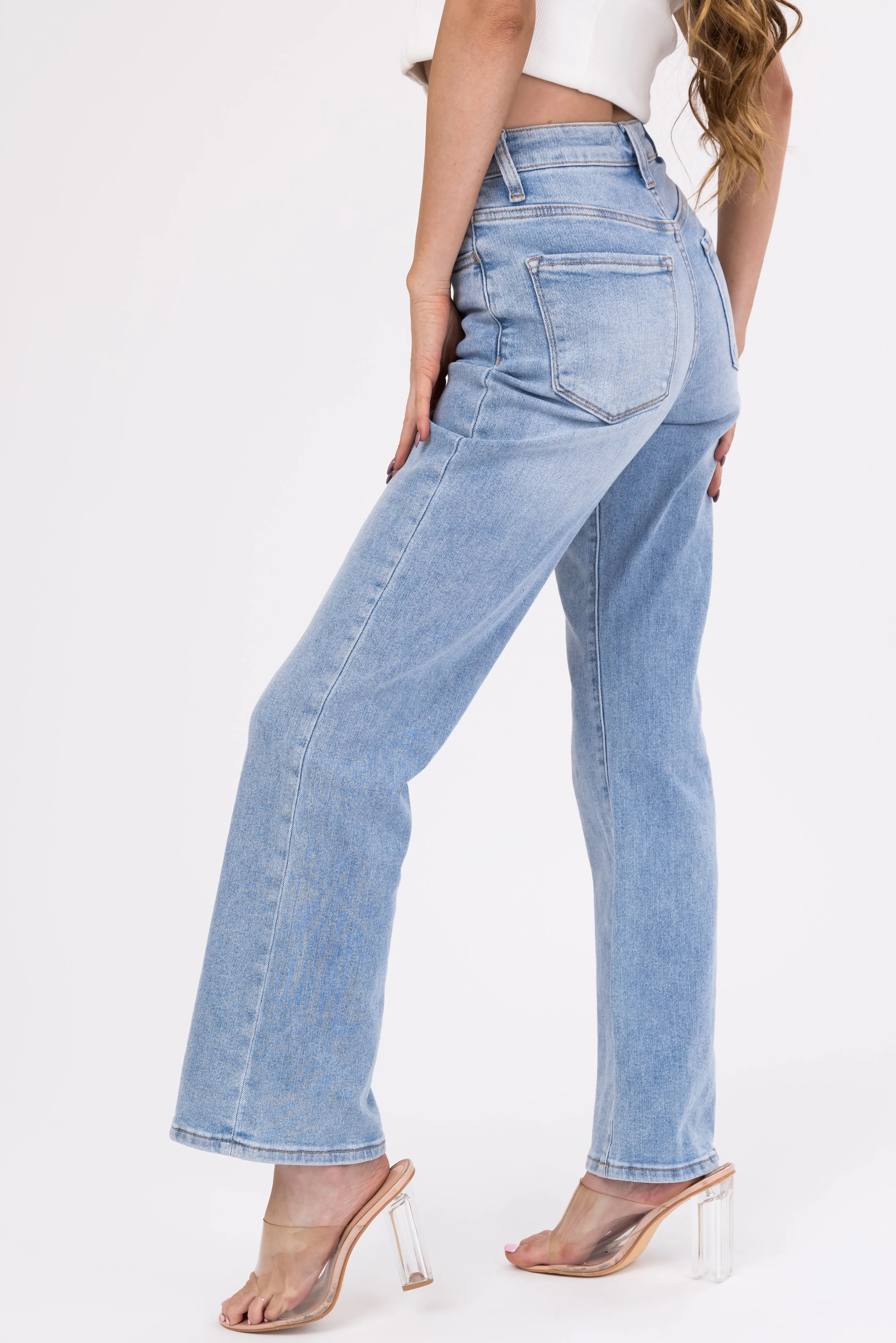 Vervet Light Wash Vintage High Rise Flare Jeans