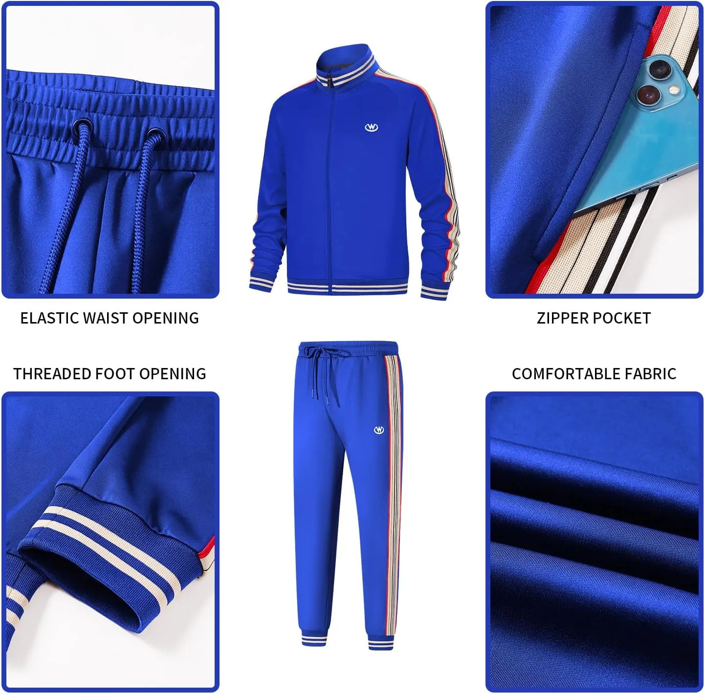 W JIANWANG Track Suits for Men Set Jogging Tracksuit Mens Sweatsuits Workout Running Sports Jogger Sweat Suits Outfits