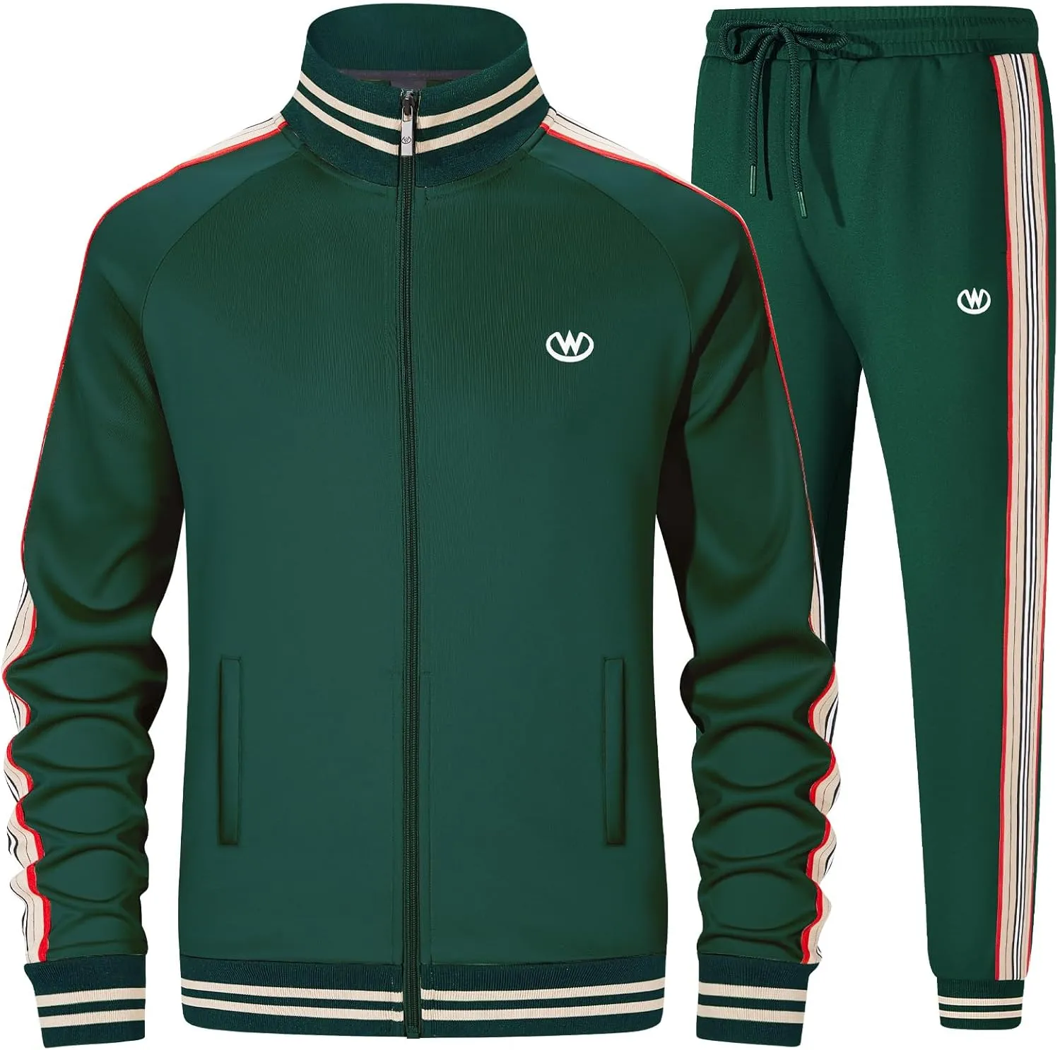 W JIANWANG Track Suits for Men Set Jogging Tracksuit Mens Sweatsuits Workout Running Sports Jogger Sweat Suits Outfits