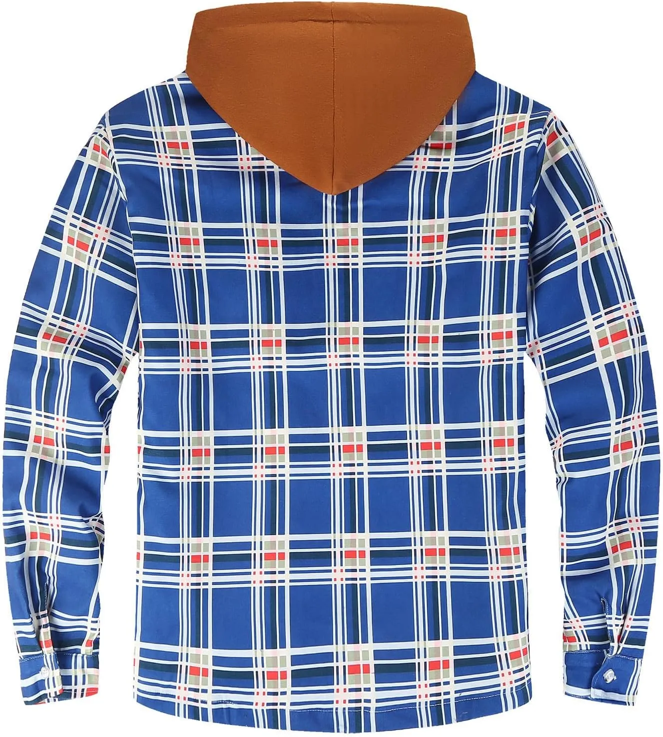 WENKOMG1 Mens Quilted Lined Jacket,Casual Warm Plaid Flannel Shirt Hooded Velvet Button Down Shirt Winter Fall Outerwear