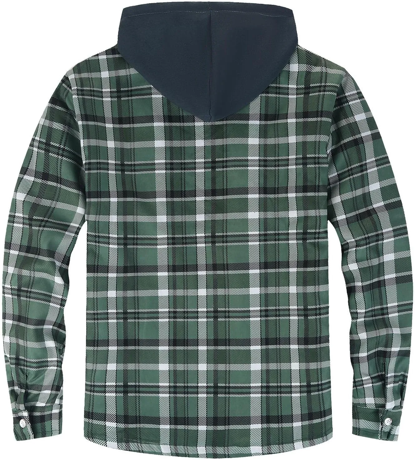 WENKOMG1 Mens Quilted Lined Jacket,Casual Warm Plaid Flannel Shirt Hooded Velvet Button Down Shirt Winter Fall Outerwear
