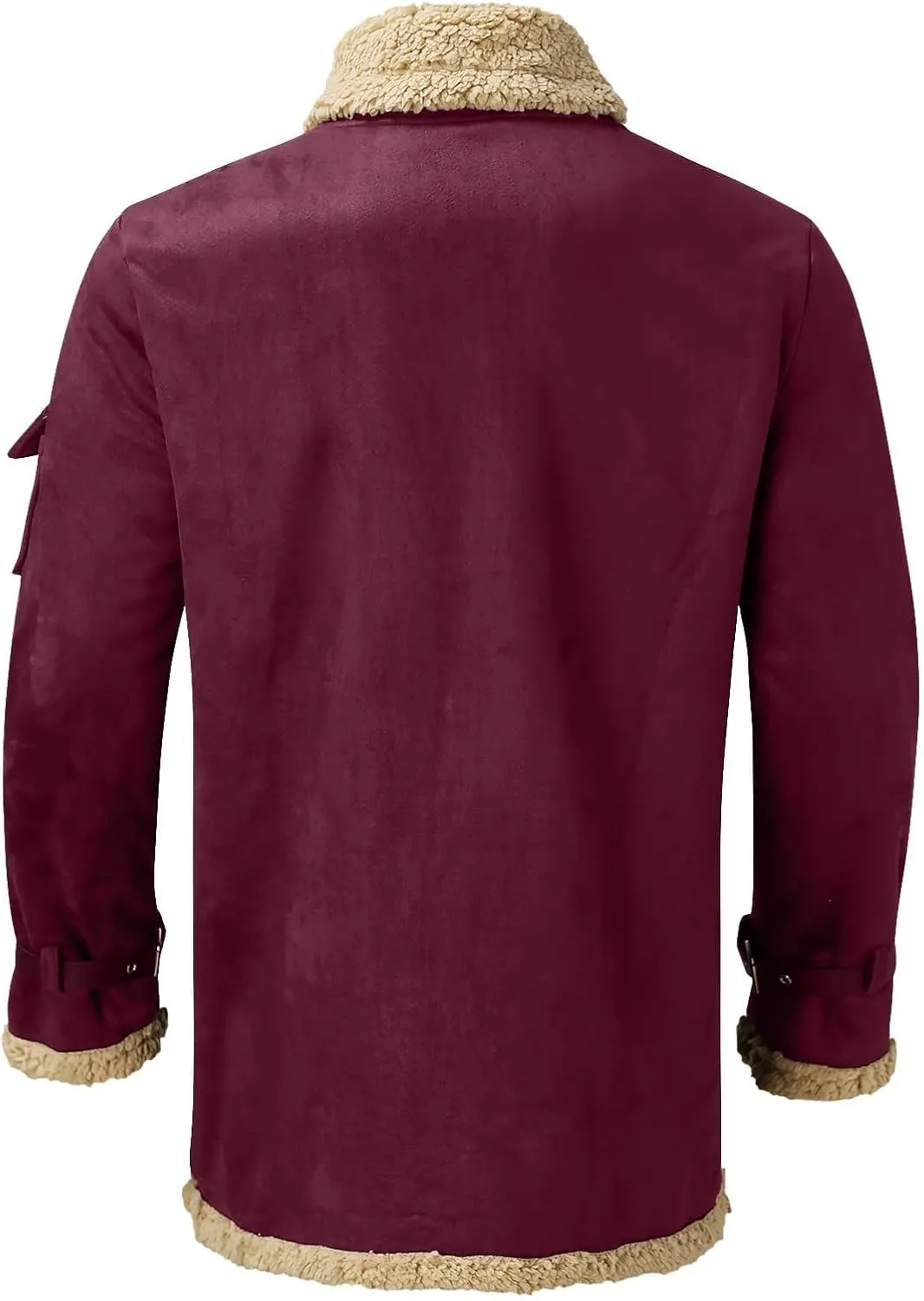 WENKOMG1 Mens Sherpa Lined Jacket,Cozy Warm Winter Fall Thick Quilted Zip Up Outerwear Faux Suede Composite Coat