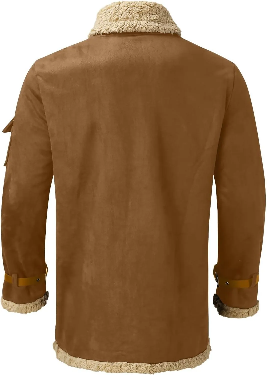 WENKOMG1 Mens Sherpa Lined Jacket,Cozy Warm Winter Fall Thick Quilted Zip Up Outerwear Faux Suede Composite Coat
