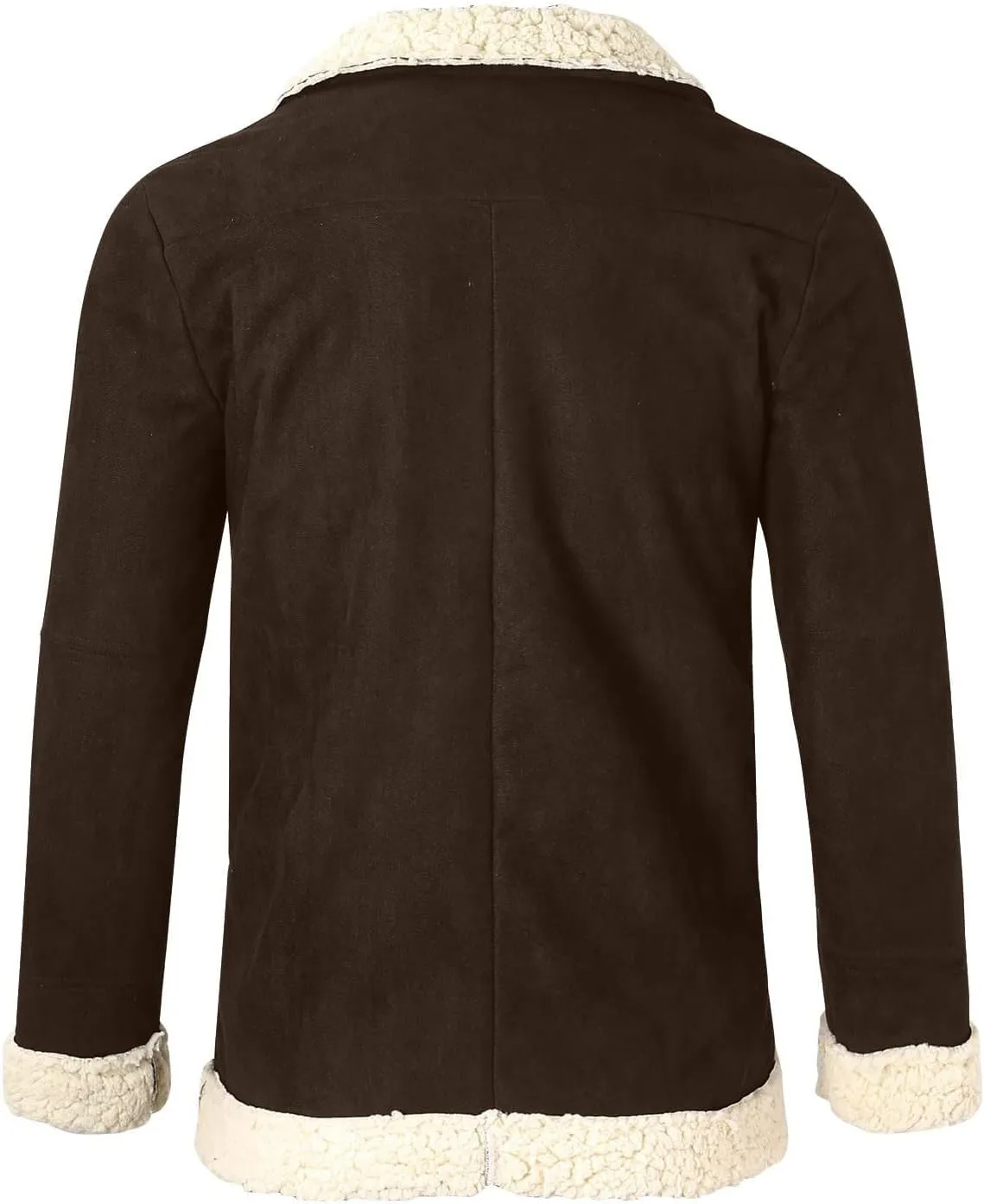 WENKOMG1 Mens Sherpa Lined Jacket,Cozy Warm Winter Fall Thick Quilted Zip Up Outerwear Faux Suede Composite Coat