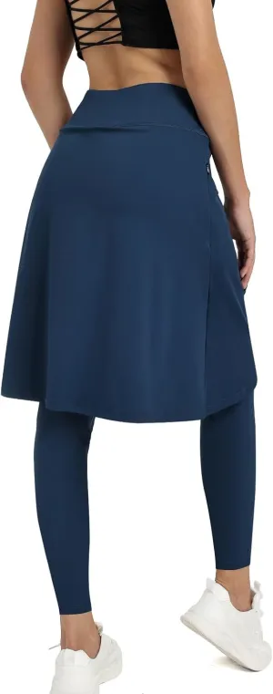 Women Athletic Knee Length Skirts with Full Length Leggings,Skorts Leggings&Skirted Leggings Skorts Women