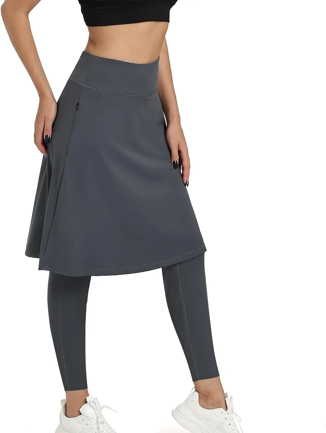 Women Athletic Knee Length Skirts with Full Length Leggings,Skorts Leggings&Skirted Leggings Skorts Women
