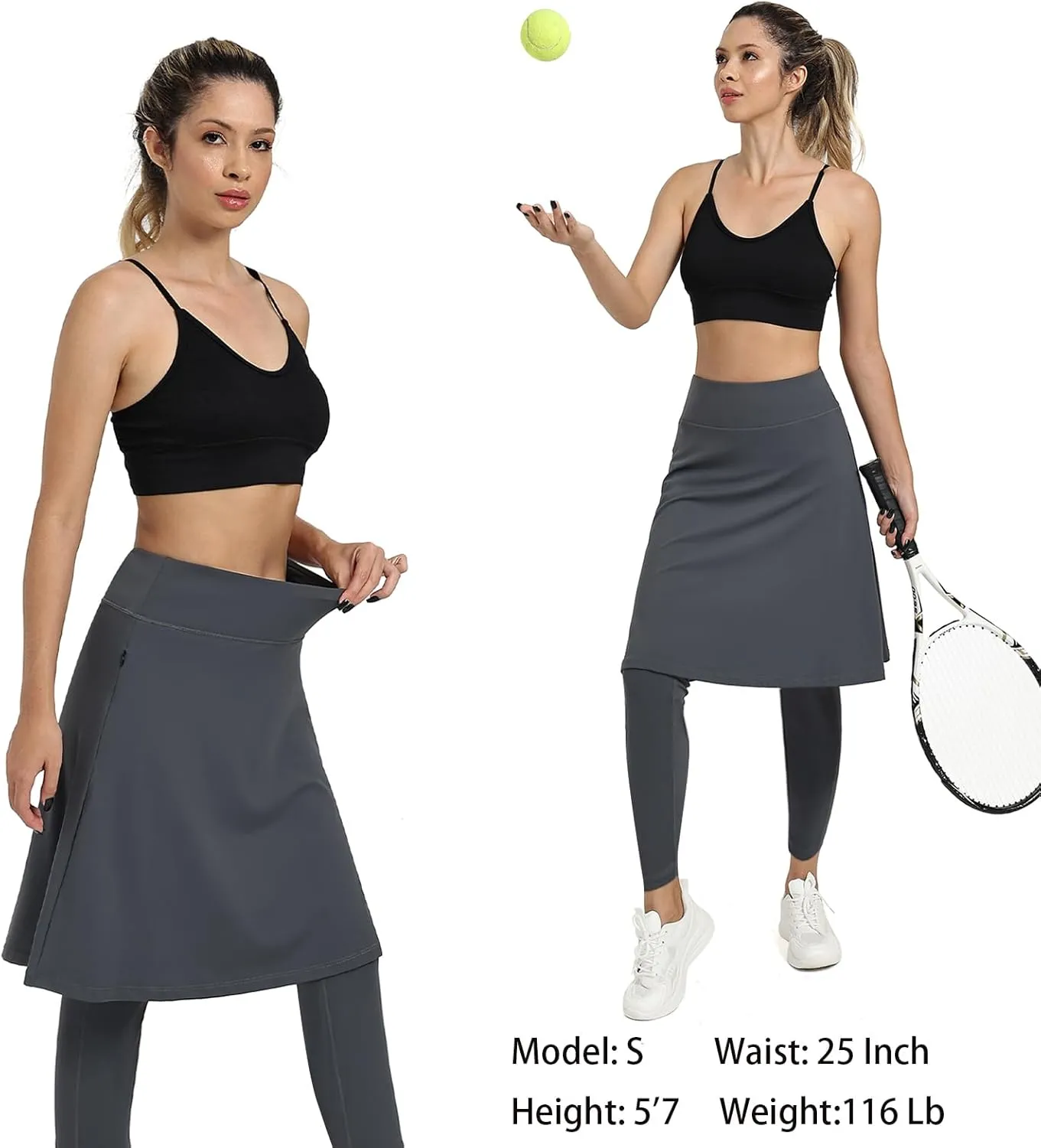 Women Athletic Knee Length Skirts with Full Length Leggings,Skorts Leggings&Skirted Leggings Skorts Women