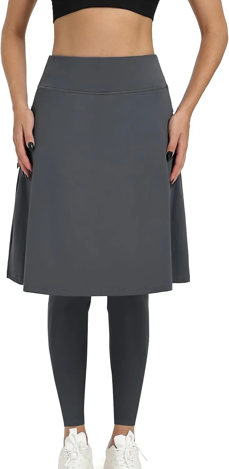 Women Athletic Knee Length Skirts with Full Length Leggings,Skorts Leggings&Skirted Leggings Skorts Women