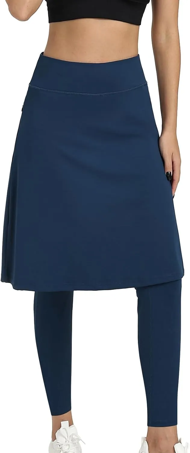 Women Athletic Knee Length Skirts with Full Length Leggings,Skorts Leggings&Skirted Leggings Skorts Women
