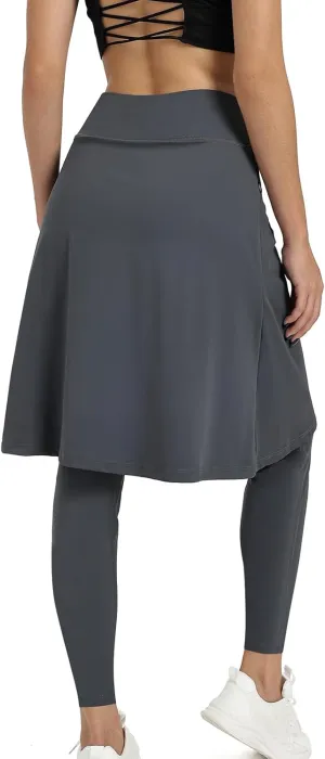 Women Athletic Knee Length Skirts with Full Length Leggings,Skorts Leggings&Skirted Leggings Skorts Women