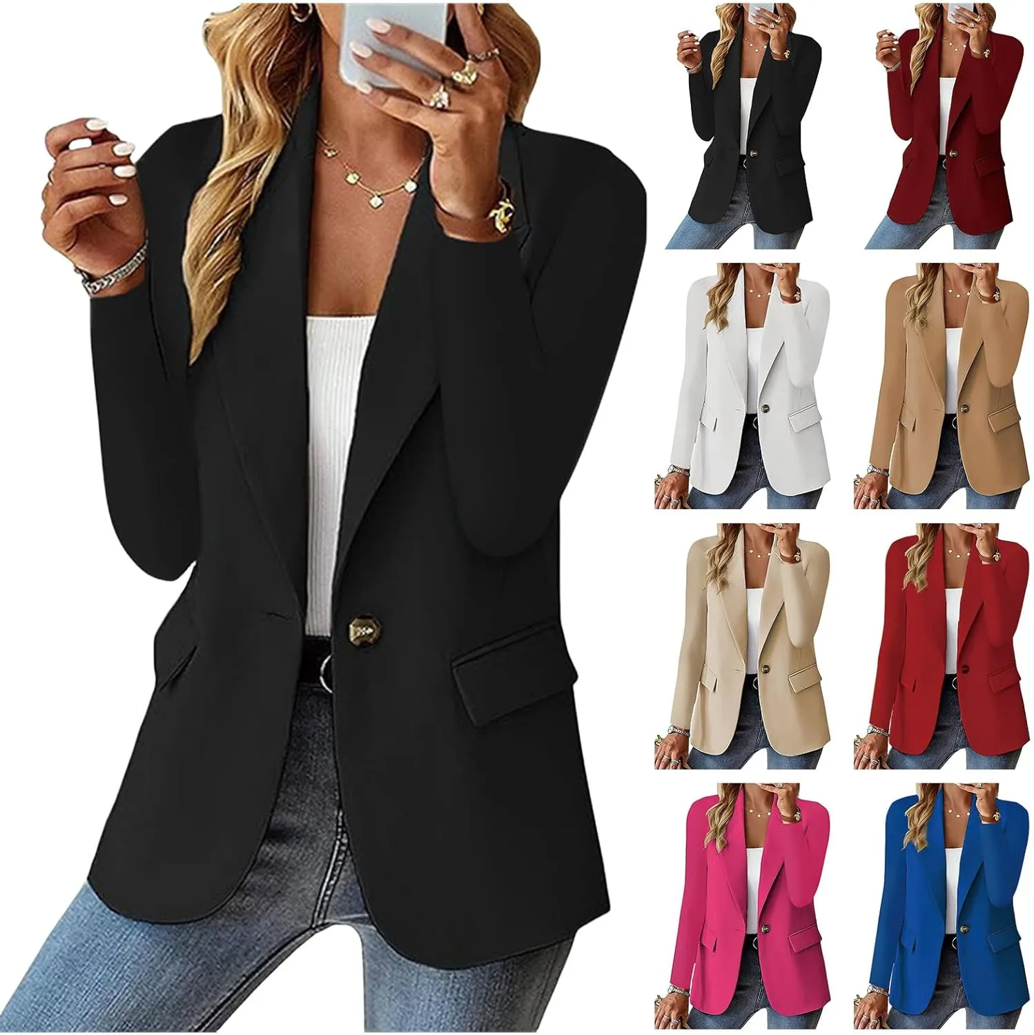 Women Blazers for Work Casual Open Front Long Sleeve Work Office Suit Jackets Lightweight Formal Business Blazer Coat