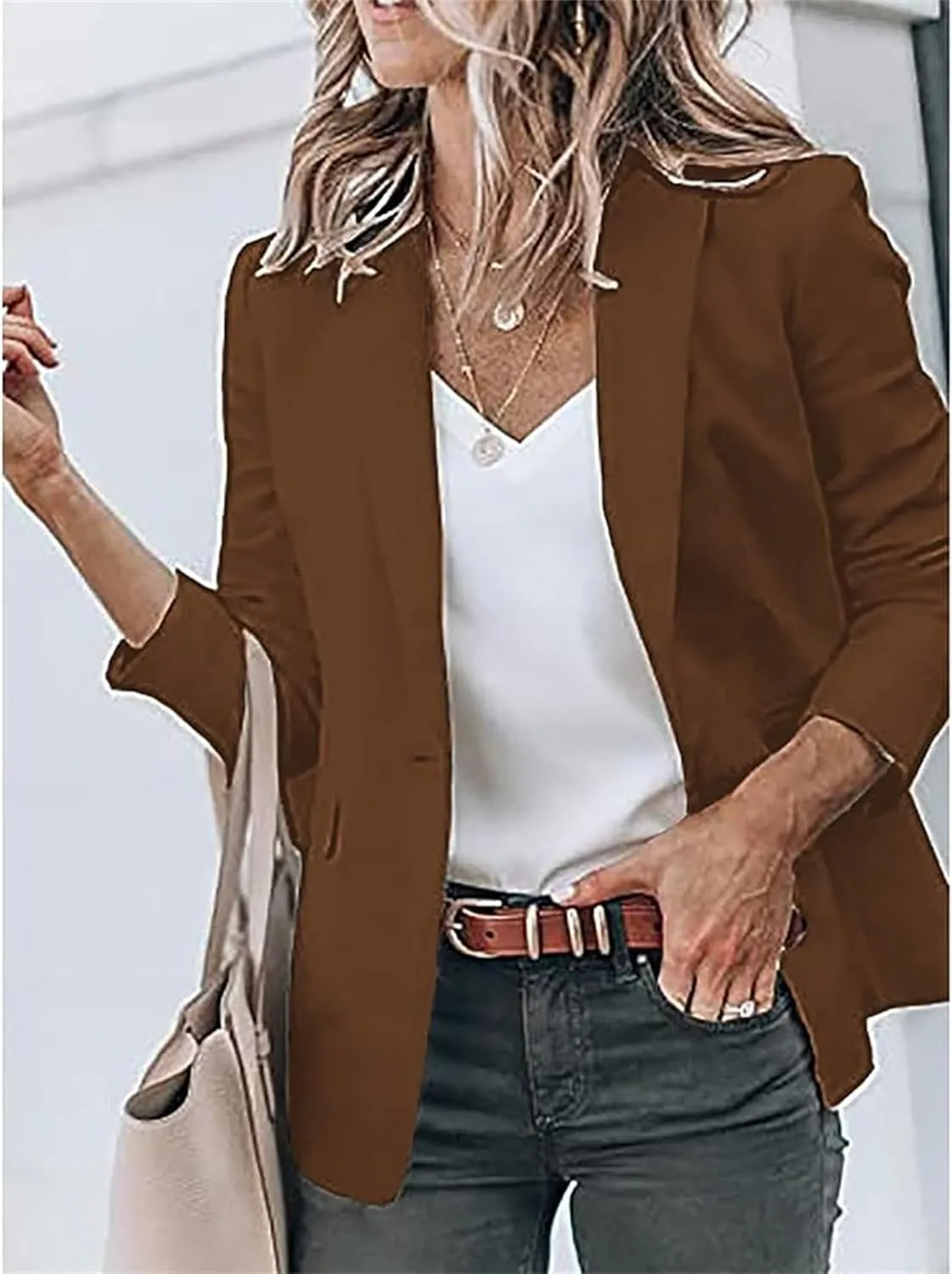 Women Blazers for Work Casual Open Front Long Sleeve Work Office Suit Jackets Lightweight Formal Business Blazer Coat