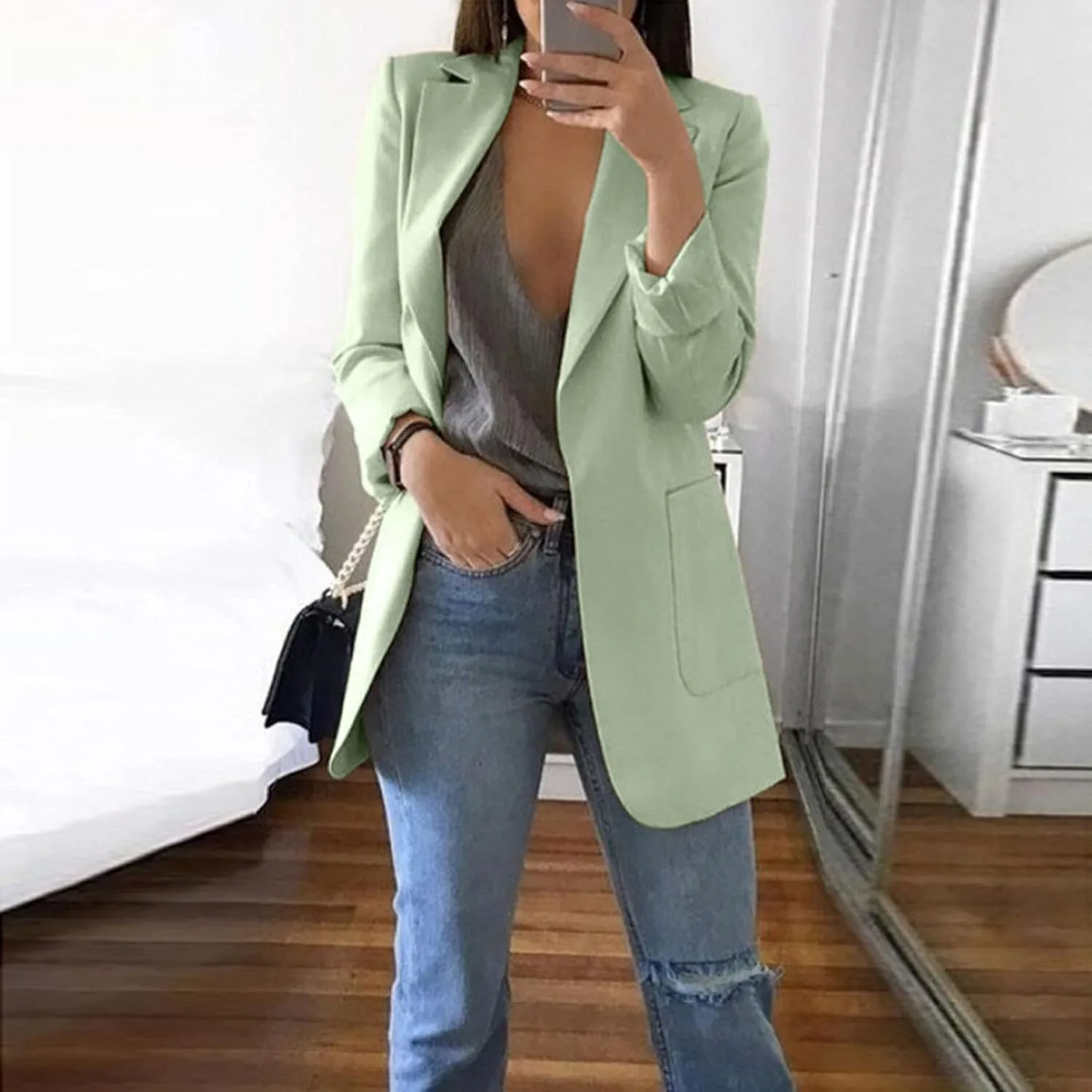Women Business Casual Blazers Open Front Coats Spring Fall Trench Coat Blouse Plus Size Blazer Jacket Suit