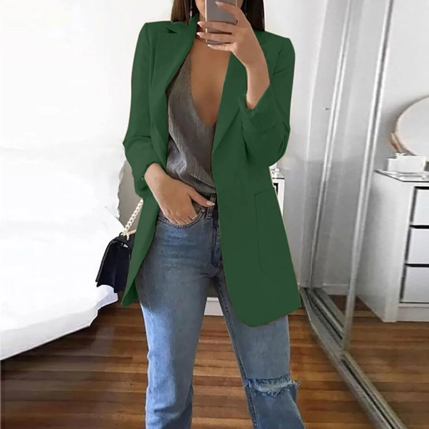 Women Business Casual Blazers Open Front Coats Spring Fall Trench Coat Blouse Plus Size Blazer Jacket Suit