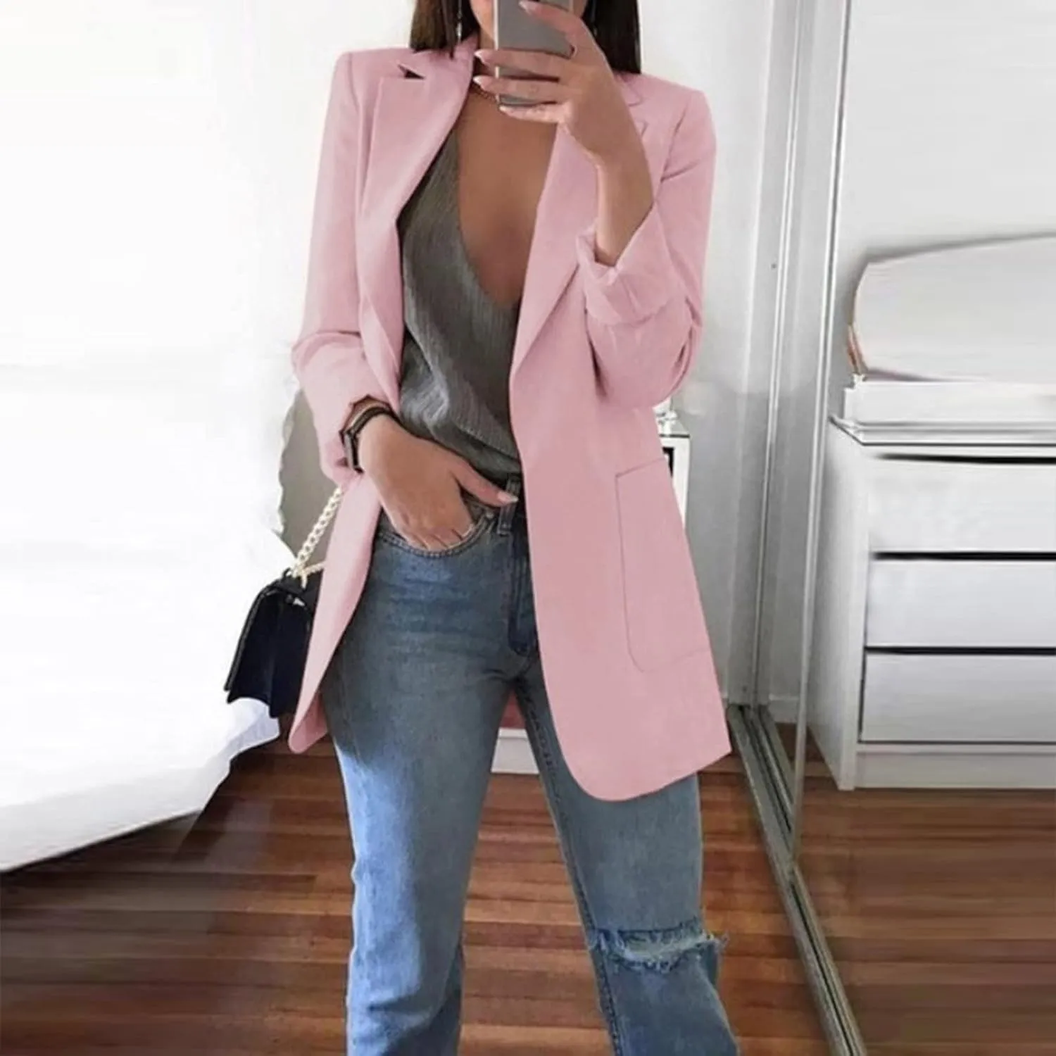 Women Business Casual Blazers Open Front Coats Spring Fall Trench Coat Blouse Plus Size Blazer Jacket Suit