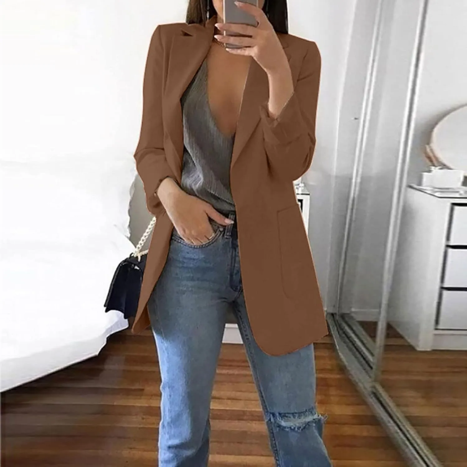 Women Business Casual Blazers Open Front Coats Spring Fall Trench Coat Blouse Plus Size Blazer Jacket Suit
