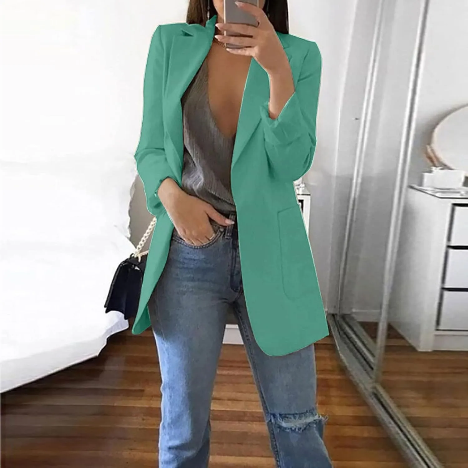 Women Business Casual Blazers Open Front Coats Spring Fall Trench Coat Blouse Plus Size Blazer Jacket Suit