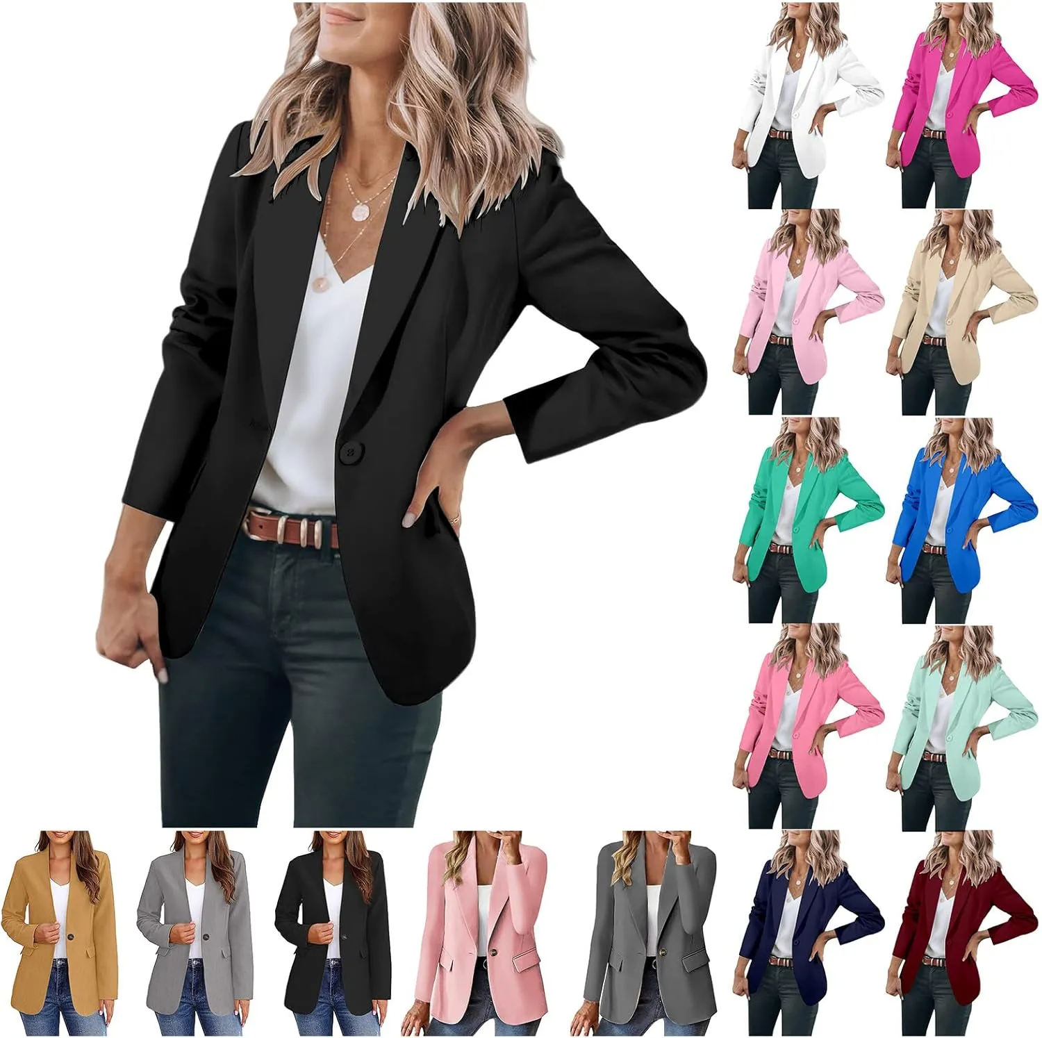 Women Casual Blazers Business Work Office Blazers Open Front Long Sleeve Work Office Suit Jackets Fashion Blazer