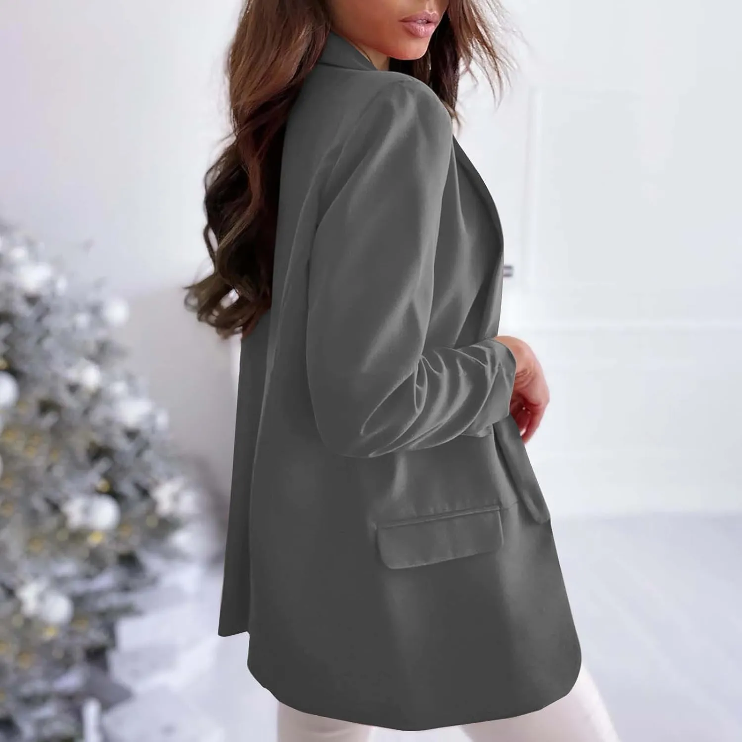 Women Casual Lightweight Blazer Lapel Long Sleeve Cardigan Suits Work Office Blazer Jackets for Daily Work Coat