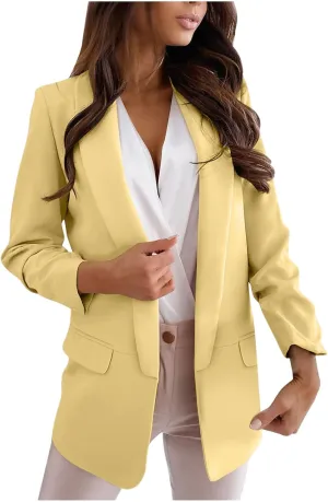 Women Casual Lightweight Blazer Lapel Long Sleeve Cardigan Suits Work Office Blazer Jackets for Daily Work Coat