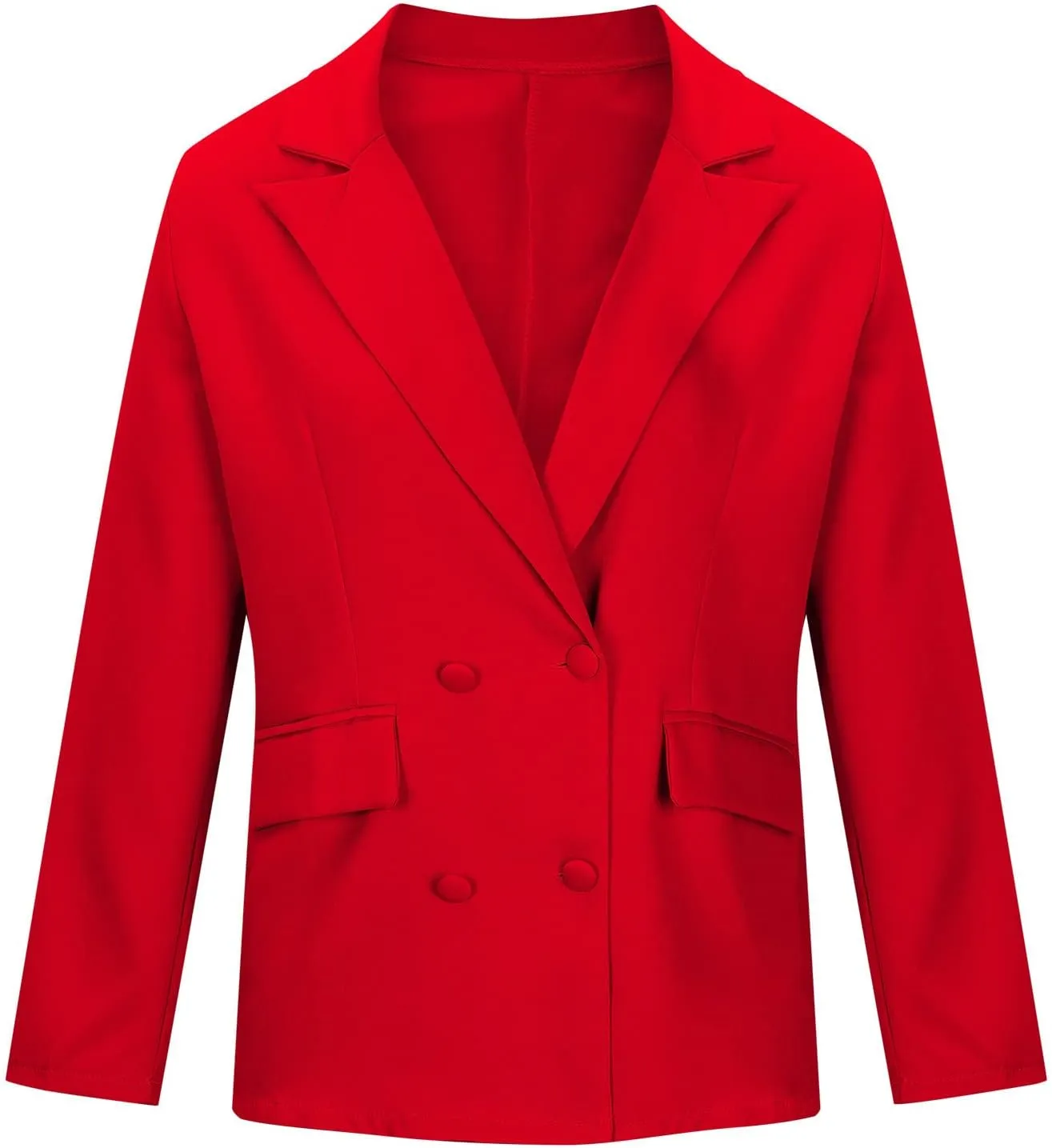 Women's 3/4 Ruched Sleeve Blazer Open Front Cardigan Casual Long Blazer Work Jackets Double Breasted Office Coat Solid